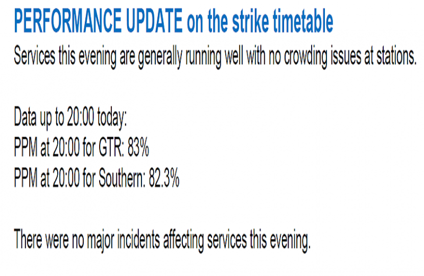 GTR Performance Update: Monday 10 October - Friday 14 September