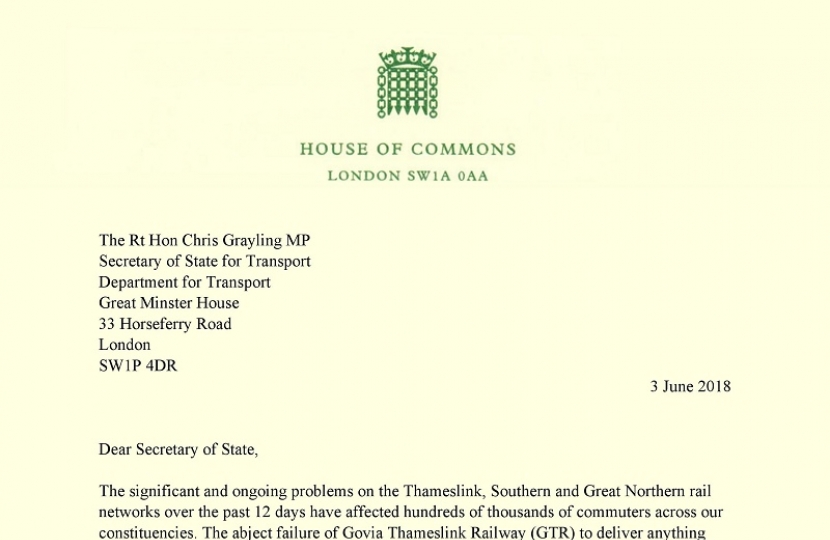 Timetable Chaos: Urgent letter to Transport Secretary, Chris Grayling